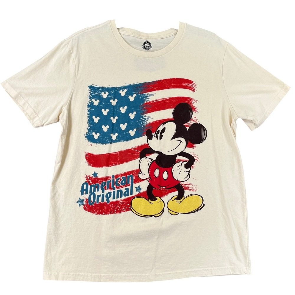 Disney Disney Store T-Shirt Mens L Mickey Mouse American Flag Graphic Casual